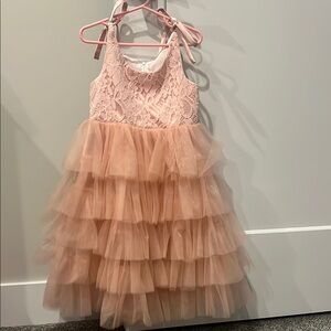 Pink Lace Tiered Dress